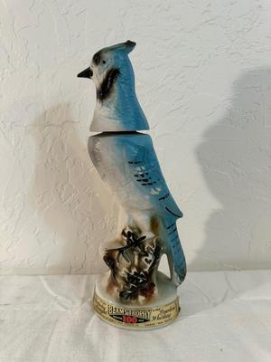 1976 GOLD BEAM DECANTER AND BEAM BLUE JAY
