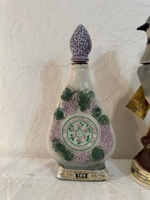 JIM BEAM LOMBARD LILAC VILLAGE & BLUE JAY DECANTERS