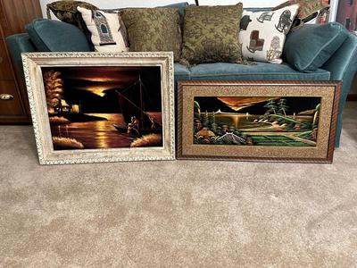 2 PAINTINGS ON BLACK VELVET