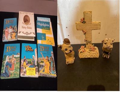 HOLY BIBLE, THE BIBLE STORY, FREESTANDING CROSS AND MORE