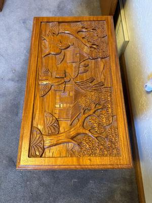 DETAILED HAND CARVED WOODEN CHEST
