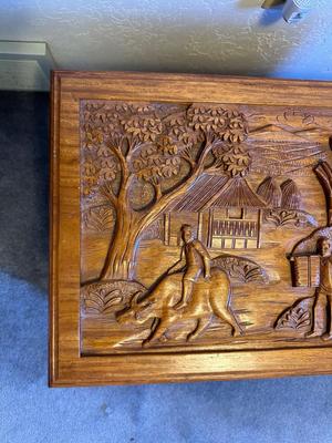 DETAILED HAND CARVED WOODEN CHEST