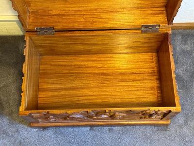 DETAILED HAND CARVED WOODEN CHEST