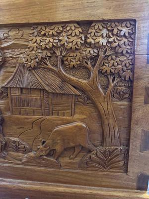 DETAILED HAND CARVED WOODEN CHEST