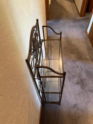 FOLDING METAL SHELF WITH GLASS SHELVES
