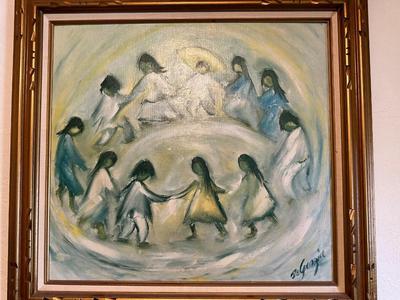 SIGNED DE GRAZIA "LOS NINOS" OIL PAINTING