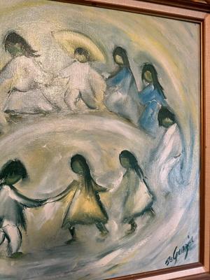 SIGNED DE GRAZIA "LOS NINOS" OIL PAINTING