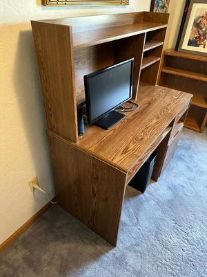 COMPUTER DESK W/HURCH AND ADJUSTABLE DESK CHAIR