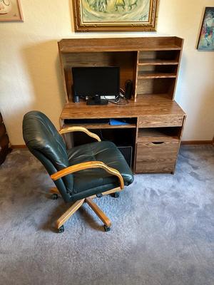 COMPUTER DESK W/HURCH AND ADJUSTABLE DESK CHAIR