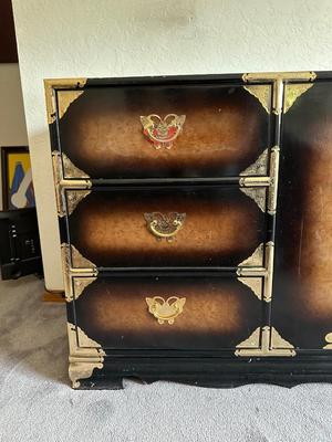 KOREAN TANSU-STYLE CHINOISERIE DRESSER W/BUTTERFLY HARDWARE