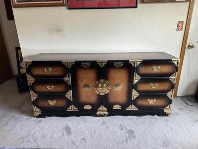 KOREAN TANSU-STYLE CHINOISERIE DRESSER W/BUTTERFLY HARDWARE