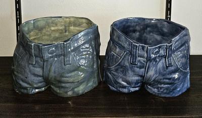 Hand Painted Vintage Denim Planters