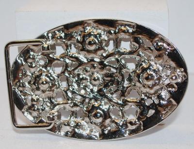 Pink & Purple Flowered Belt Buckle with Lots of Sparkle Clear Stones 3½" x 2½"