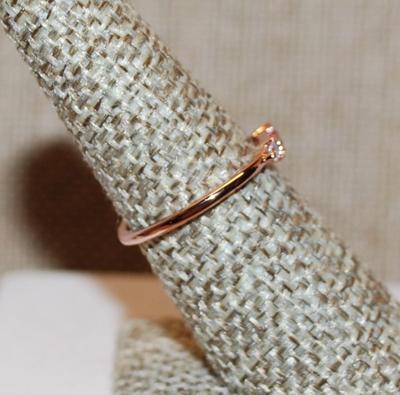 Size 7 Red Rectangle Stone Ring with Accent Stones on a Rose Gold Band (1.0g)