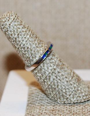 Size 5½ Thin 4 Panel Blue & Green Sections Ring on a .925 Silver Band (2.0g)