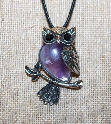 Crackled Purple Belly Owl PENDANT (2