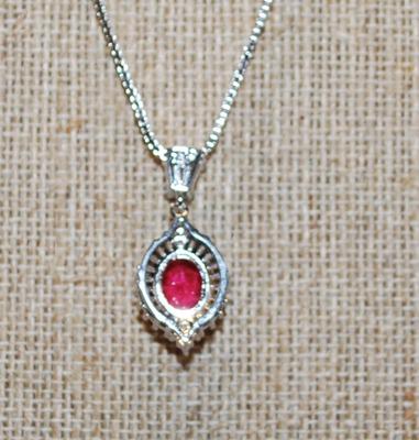 Cranberry Red Oval Stone PENDANT (1