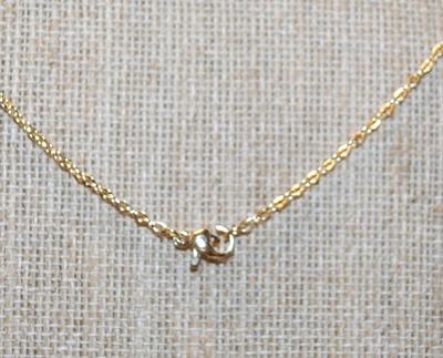Clear Stones Array Gold Bowtie PENDANT (½" x ½") on a Gold Tone Necklace Chain 16" L