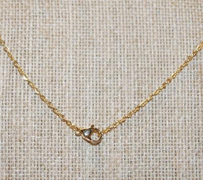 5 Clear Stones Gold Butterfly PENDANT (1" x ¾") on a Gold Tone Necklace Chain 18" L