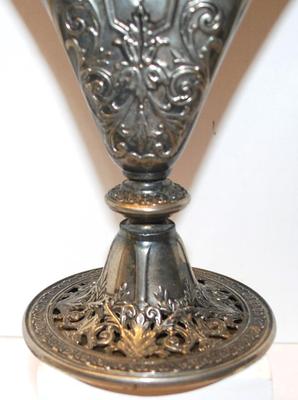 Victorian Style Fan Shaped Vase Silver Plate Ornate - Solid Filigree Fan Shaped Flower Vase, Use for Flowers or Napkins. SEE DETAILS