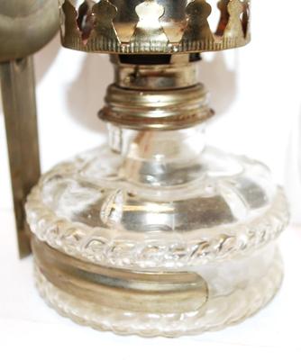 Vintage Oil Lamp with Chimney, Back Reflector and Wick 13" H