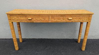 Vintage Palm Beach style Rattan Console