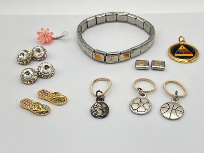 LOT 309J: Costume Jewelry: Symphony 900 AR Bracelet, Charms, Army Pendant and More!