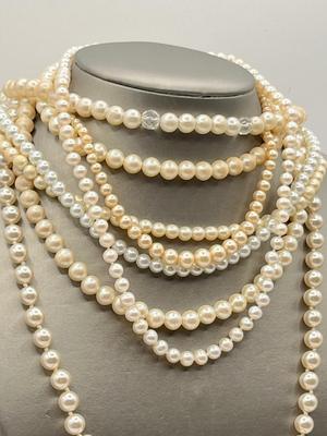 LOT 310J: Faux Pearl Jewelry Collection: Necklaces, Earrings, Bracelet