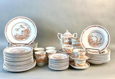 1080 Large Set of Antique Furnivals Quail Brown England China Set