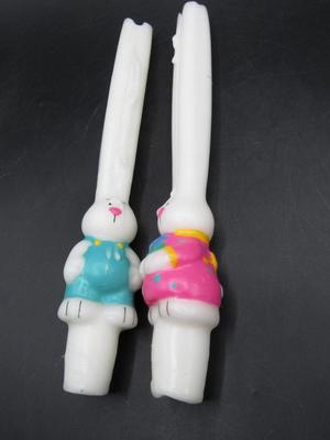 Retro Pair of Wax Easter Holiday Bunny Rabbit Candles