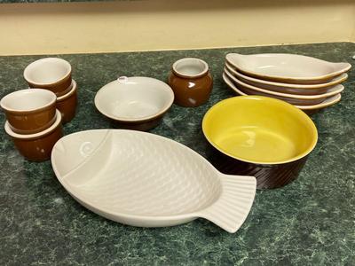 Hall Hunter Brown Ceramic Dinnerware Lot