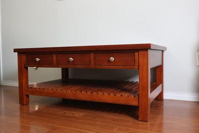 Cherry Solid Wood Coffee Table with Six Drawers