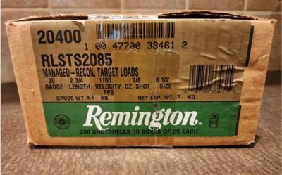 250 Total Shells Of REMINGTON 20 Gauge Shotgun Shells 2 3/4