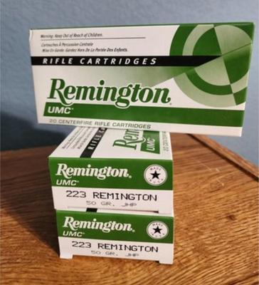 (3) Brand New Boxes Of REMINGTON 223 Centerfire 50 Grain Firearm Cartridge Ammunition