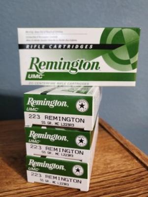 (4) Brand New Boxes Of REMINGTON 223 Centerfire 55 Grain Firearm Cartridge Ammunition