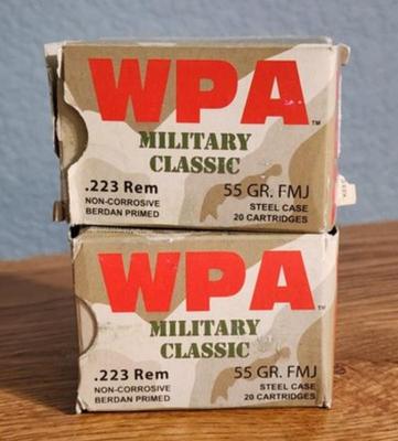 Brand New SEALED WPA Military Classic .223 Rem Steel Case 55 Grain FMJ