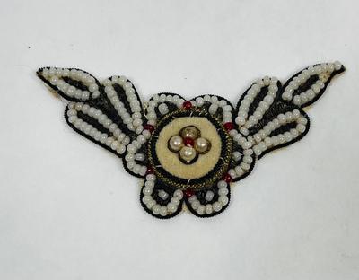 Vintage Wing-shaped Beaded Patch Indio with White Beads