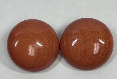 Polished Wood Button Style Clip-on Earrings