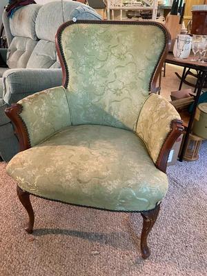 Vintage Green Floral Armchair