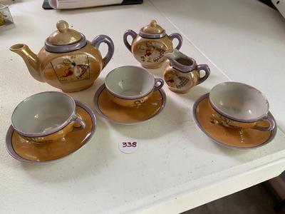 Vintage Peach Luster Porcelain Child's Tea Set