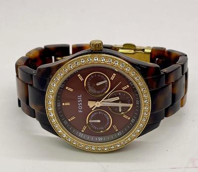 Women's Fossil Watch with Tortoiseshell Clasp Band