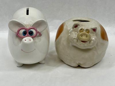 Two Vintage Ceramic Pig Piggy Banks Piggy Banks