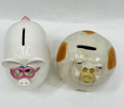 Two Vintage Ceramic Pig Piggy Banks Piggy Banks