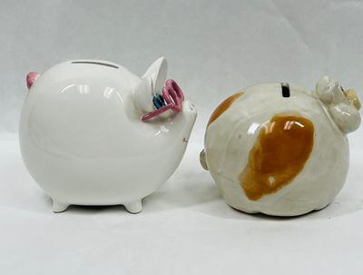 Two Vintage Ceramic Pig Piggy Banks Piggy Banks