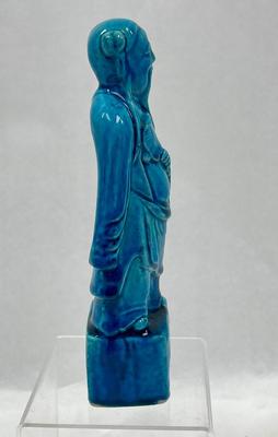 Kiln-Fired Chinese Wise Man with Fan Ceramic Figurine