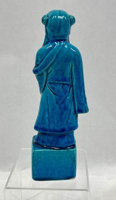 Kiln-Fired Chinese Wise Man with Fan Ceramic Figurine
