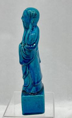 Kiln-Fired Chinese Wise Man with Fan Ceramic Figurine