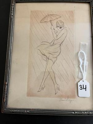 Vintage Lady in Rain (no official title)