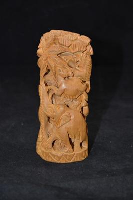Vintage Hand Carved Wooden Jungle Scene 4.75" Tall