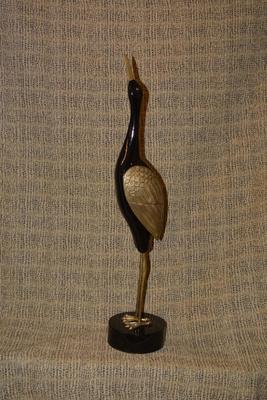 Brass & Wood Crane, Korea 27.75" Tall